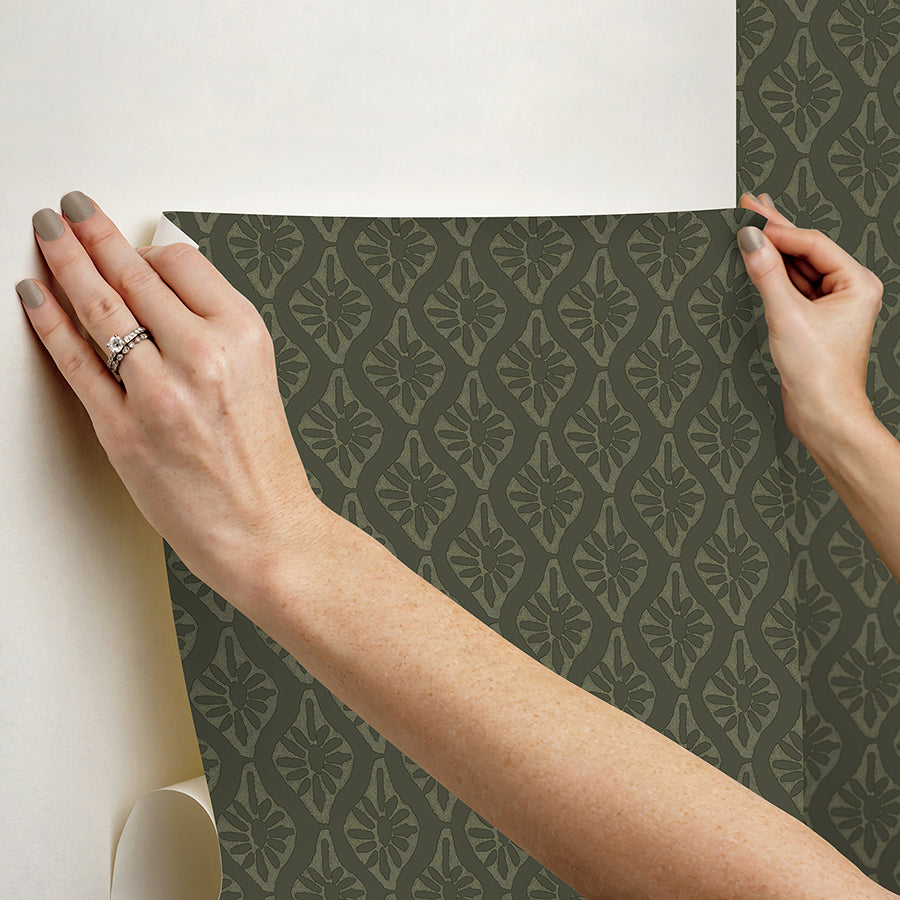 CLJ Nova Evergreen Peel and Stick Wallpaper - Brewster Wallcovering