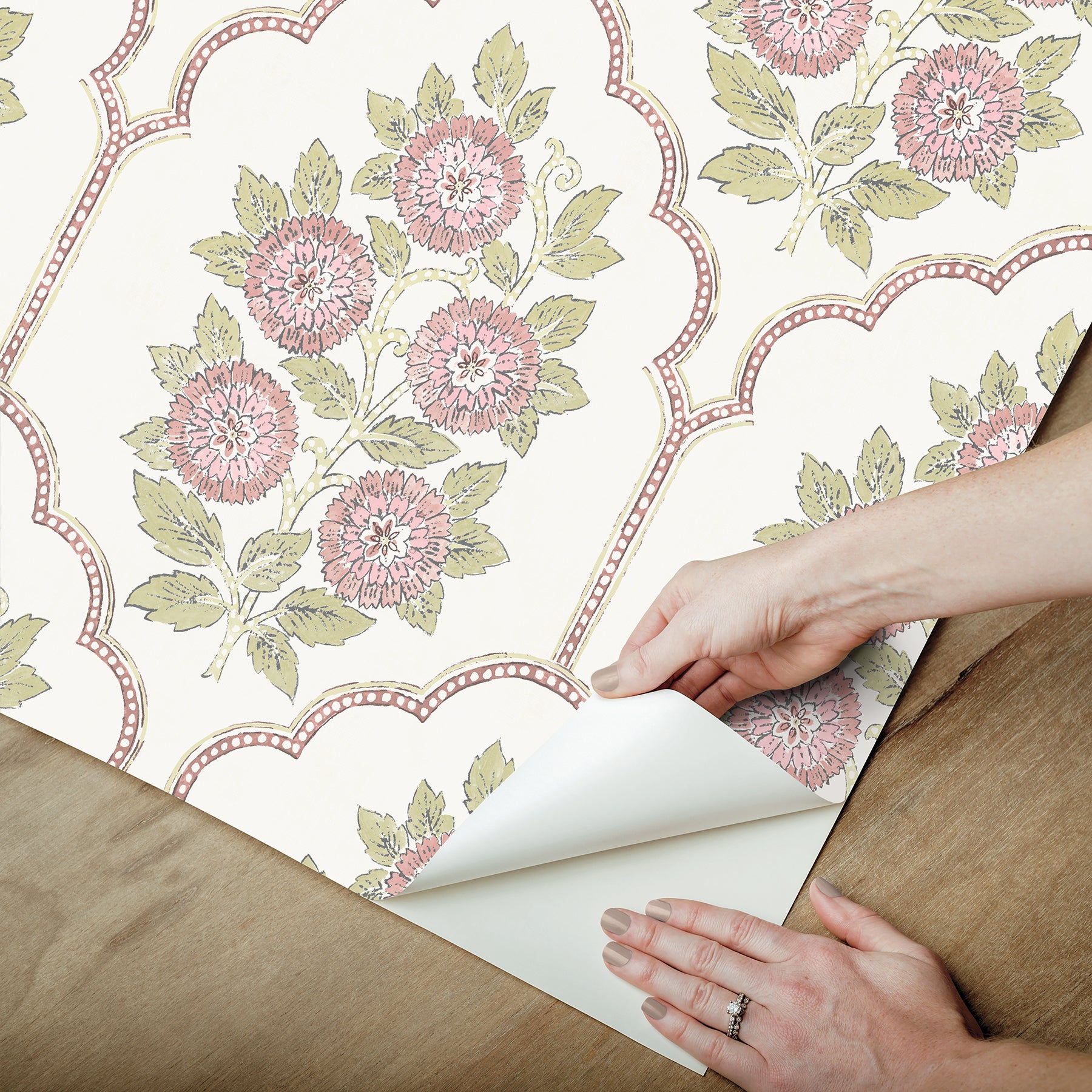 Floral Bazaar Rose Water Peel and Stick Wallpaper - Brewster Wallcovering