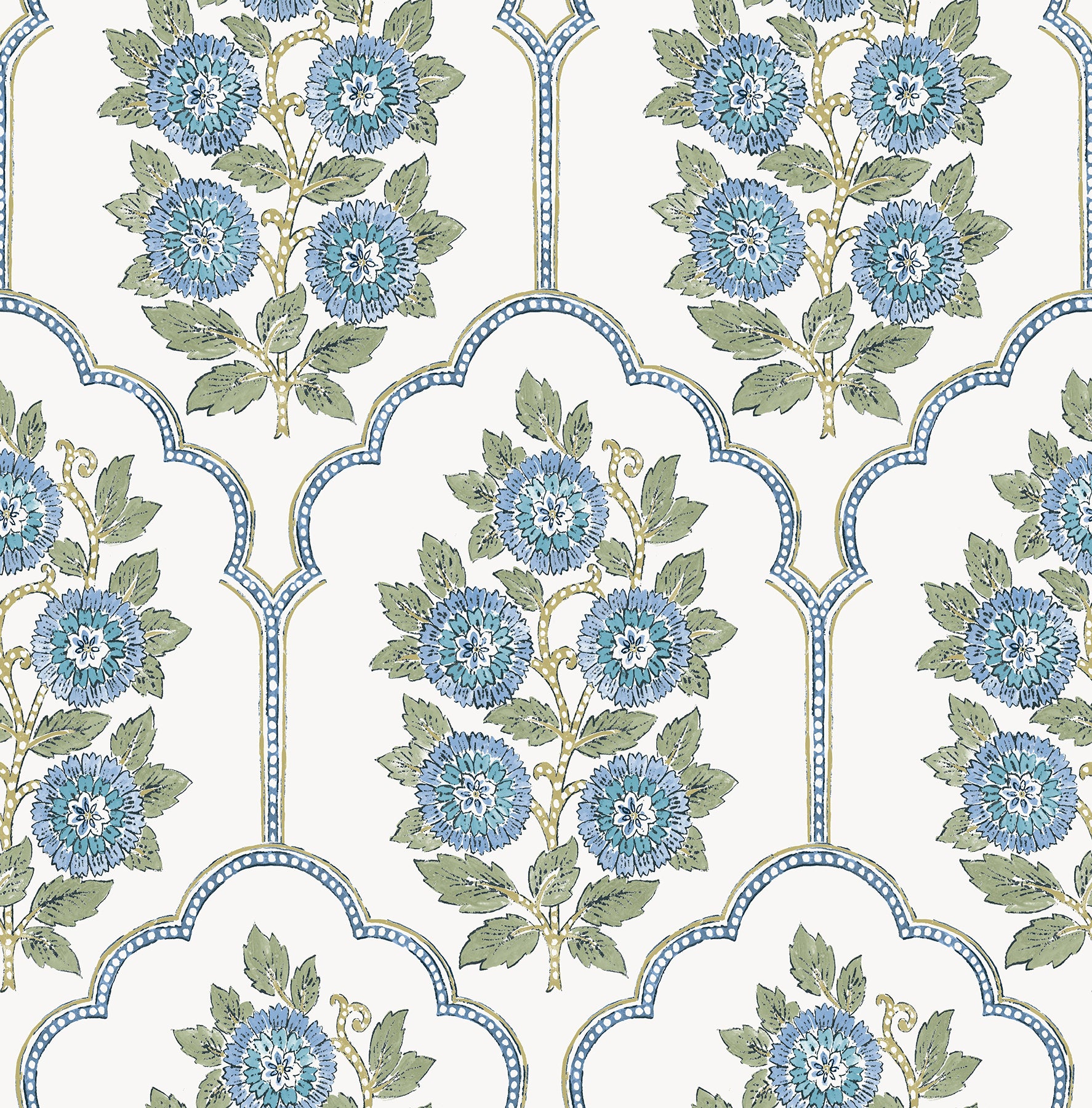 Picture of Floral Bazaar Green and Blue Peel and Stick Wallpaper