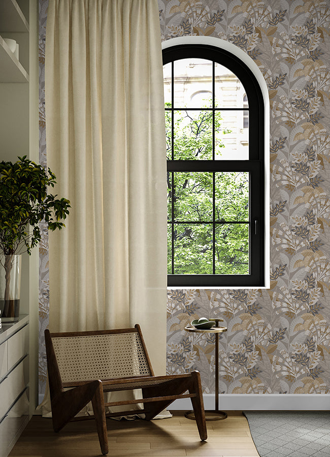 Yara Taupe Peel and Stick Wallpaper - Brewster Wallcovering