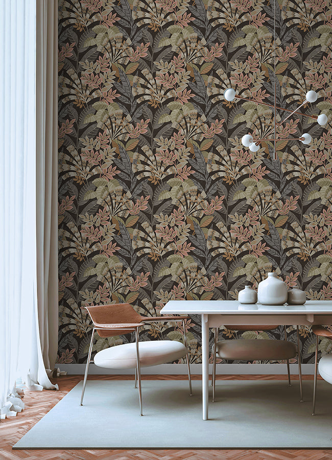 Yara Charcoal Peel and Stick Wallpaper - Brewster Wallcovering