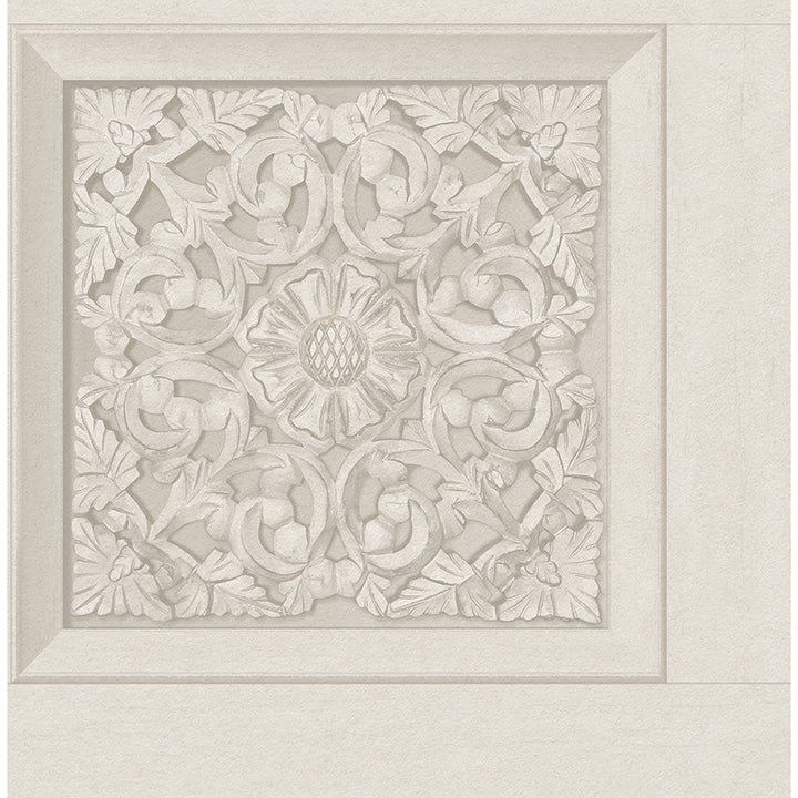 Picture of Carved Floral Cream Peel and Stick Wallpaper