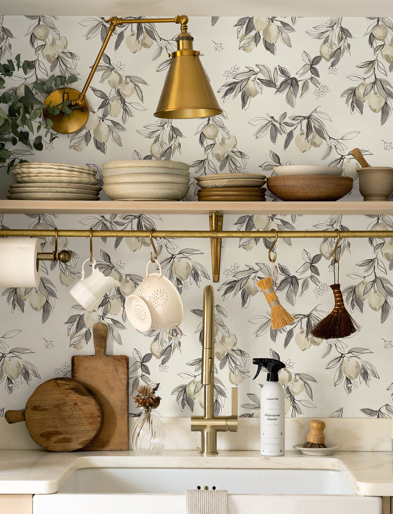 Lemonade Charcoal Citrus Wallpaper - Brewster Wallcovering