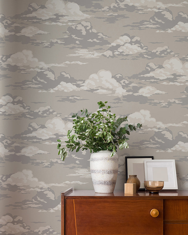 Cumulus Neutral Clouds Wallpaper - Brewster Wallcovering