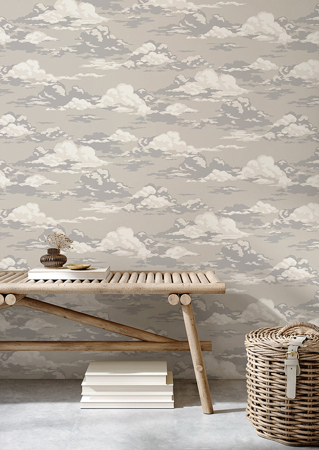 Cumulus Neutral Clouds Wallpaper - Brewster Wallcovering