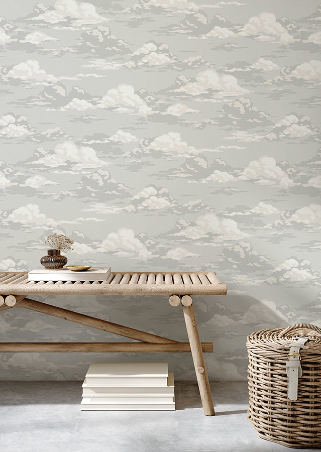 Cumulus Grey Clouds Wallpaper - Brewster Wallcovering