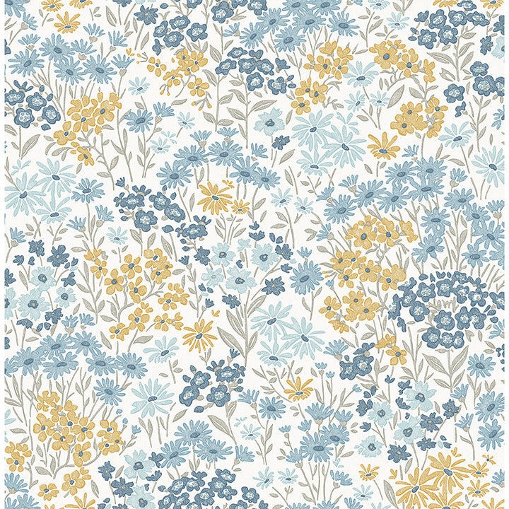 Picture of Ditsy Light Blue Daisies Wallpaper