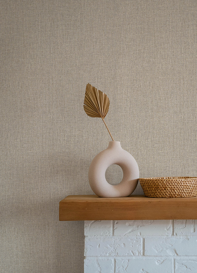 Cromie Taupe Texture Wallpaper - Brewster Wallcovering