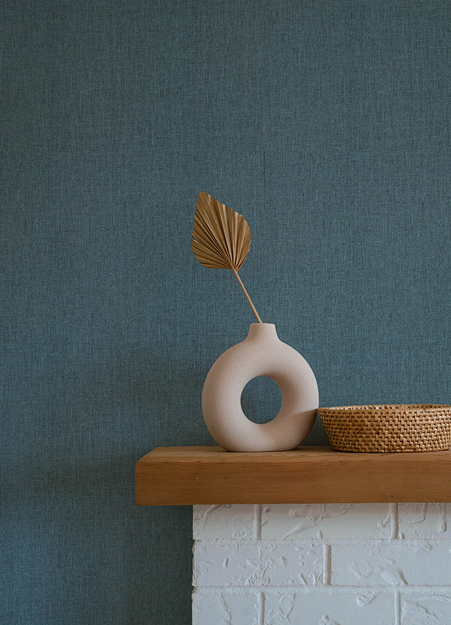 Cromie Navy Texture Wallpaper - Brewster Wallcovering