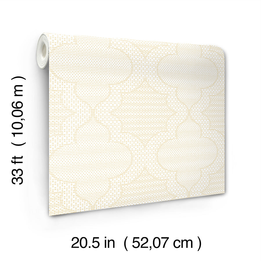 Ernest Yellow Quilted Quatrefoil Wallpaper - Brewster Wallcovering