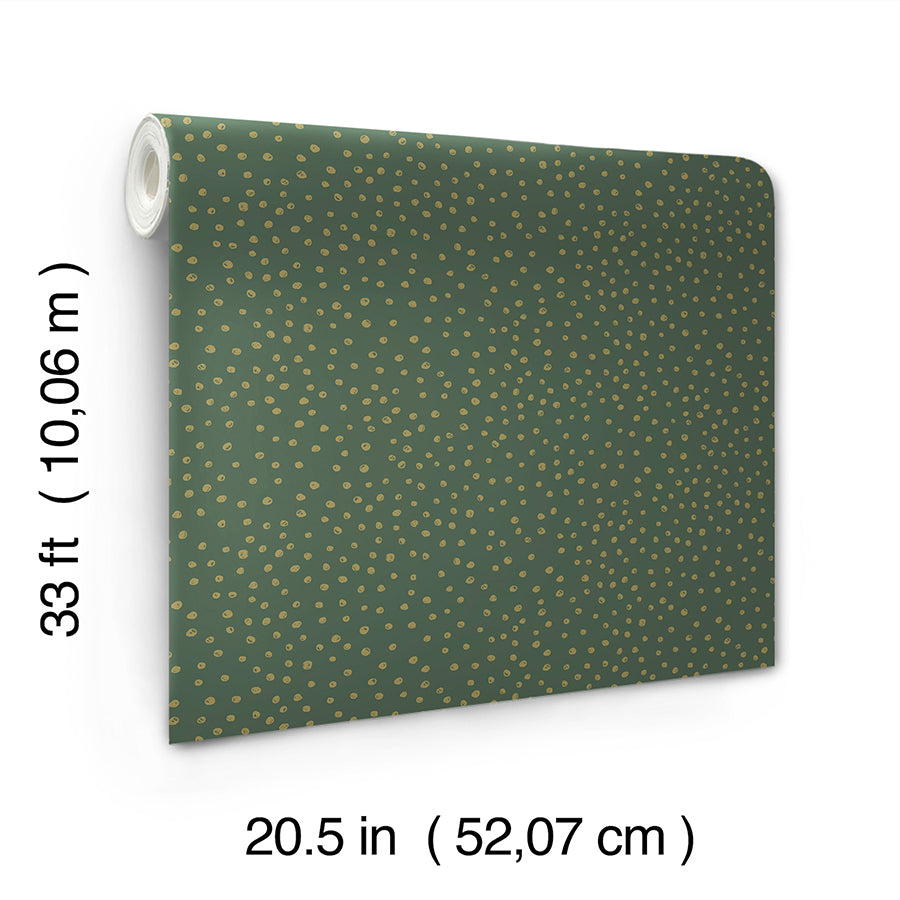 Cassie Green Petite Polka Wallpaper - Brewster Wallcovering