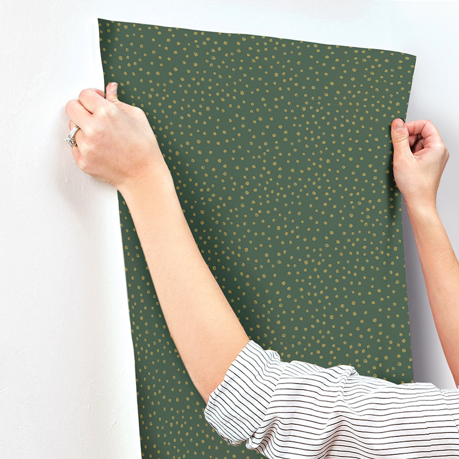 Cassie Green Petite Polka Wallpaper - Brewster Wallcovering