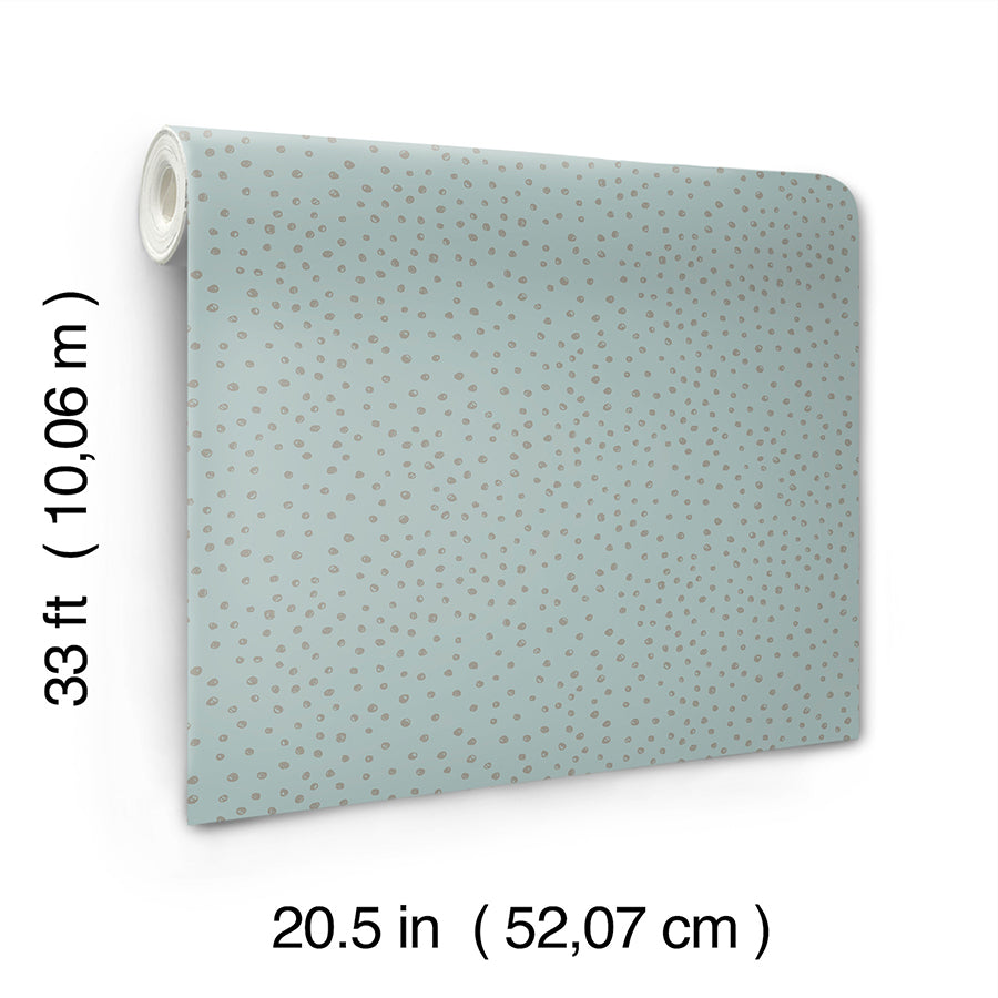 Cassie Light Blue Petite Polka Wallpaper - Brewster Wallcovering