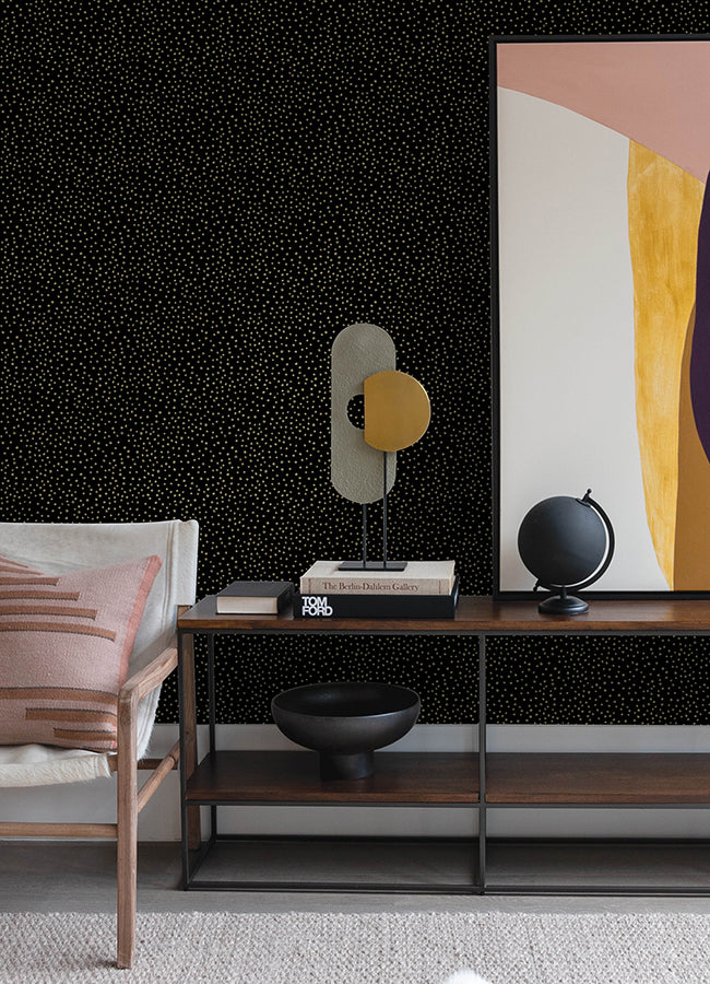 Cassie Gold Petite Polka Wallpaper - Brewster Wallcovering