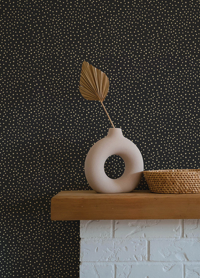 Cassie Gold Petite Polka Wallpaper - Brewster Wallcovering