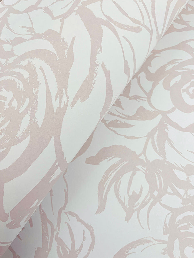 Nelda Light Pink Rose Wallpaper - Brewster Wallcovering