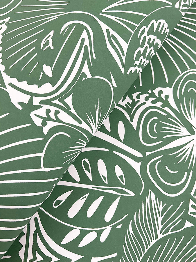 Idalia Green Floral Flamingo Wallpaper - Brewster Wallcovering