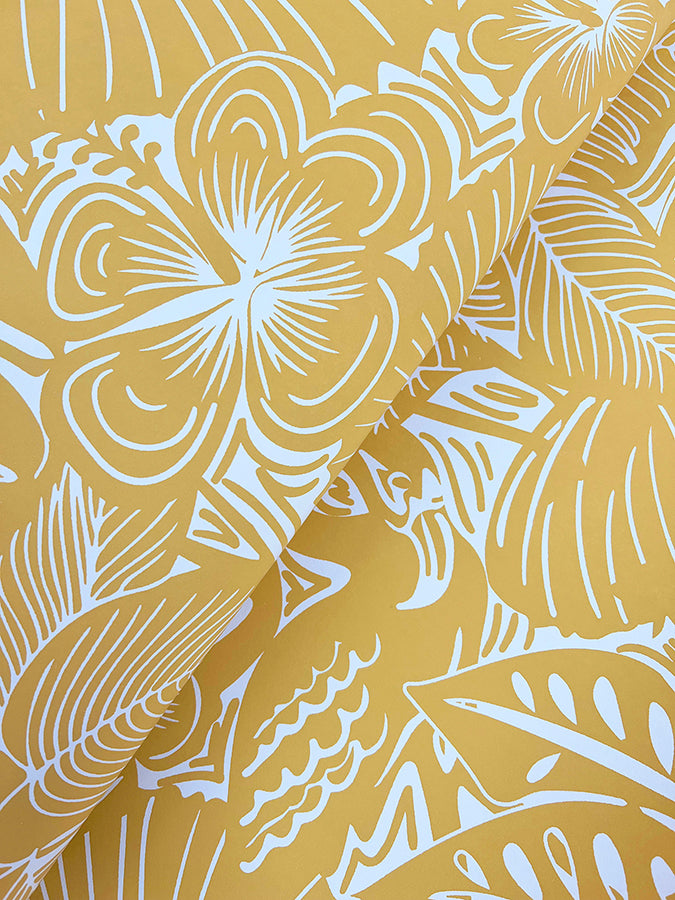 Idalia Yellow Floral Flamingo Wallpaper - Brewster Wallcovering