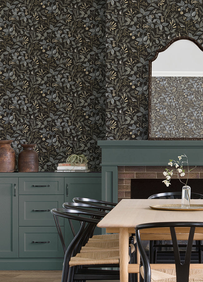 CLJ Emerson Black Peel and Stick Wallpaper - Brewster Wallcovering