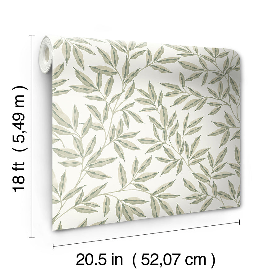 CLJ Rowan Green Peel and Stick Wallpaper - Brewster Wallcovering