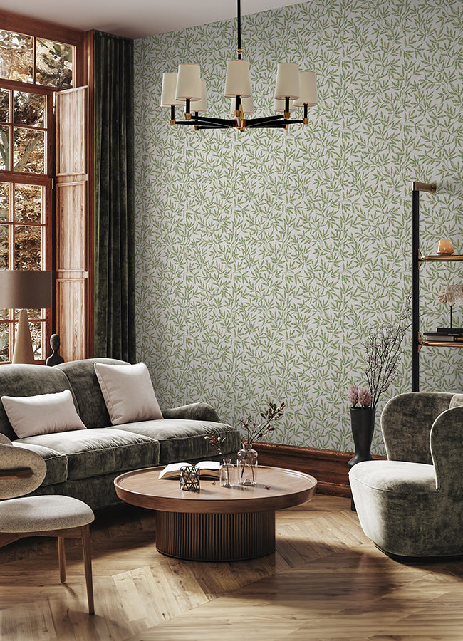 CLJ Rowan Green Peel and Stick Wallpaper - Brewster Wallcovering