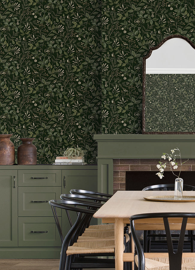 CLJ Emerson Hunter Green Peel and Stick Wallpaper - Brewster Wallcovering