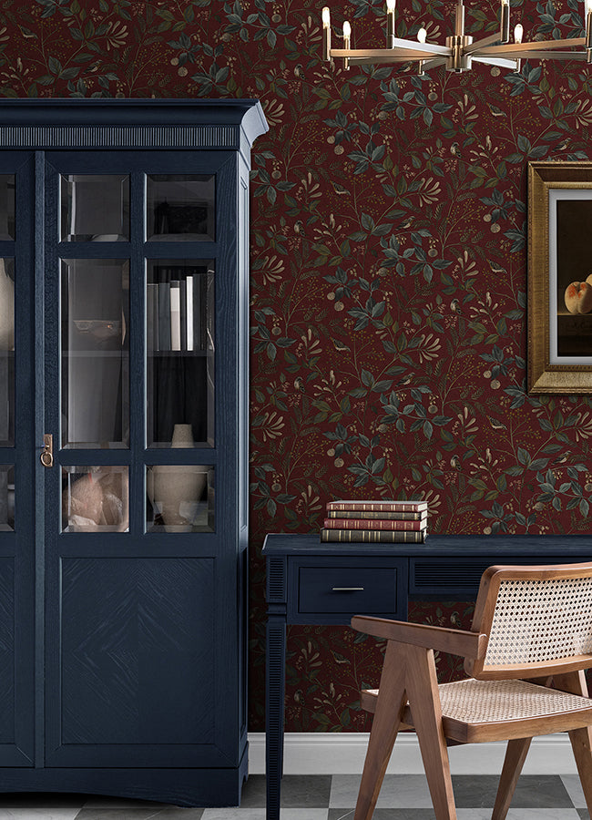 CLJ Emerson Crimson Peel and Stick Wallpaper - Brewster Wallcovering