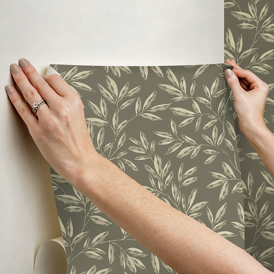 CLJ Rowan Olive Peel and Stick Wallpaper - Brewster Wallcovering