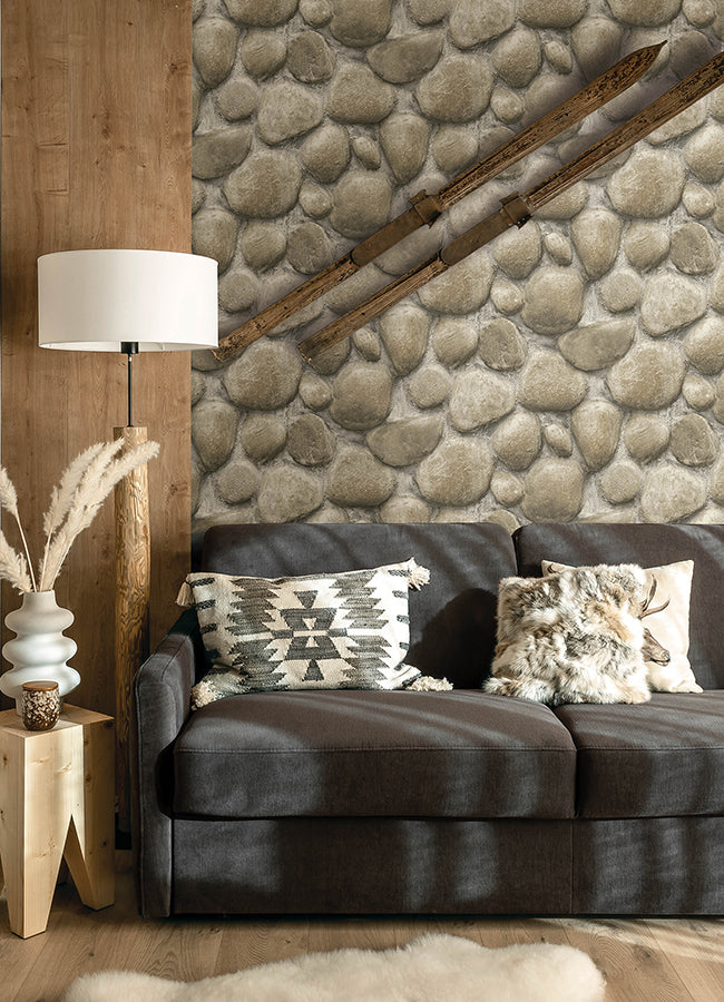 Root Rock Beige Wallpaper - Brewster Wallcovering