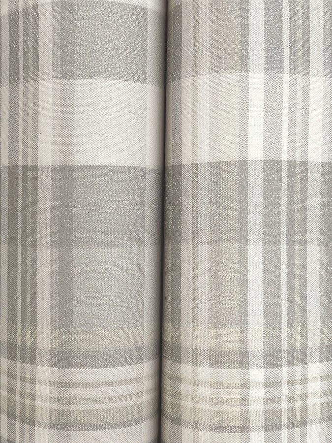 Dutton Plaid Grey Wallpaper - Brewster Wallcovering