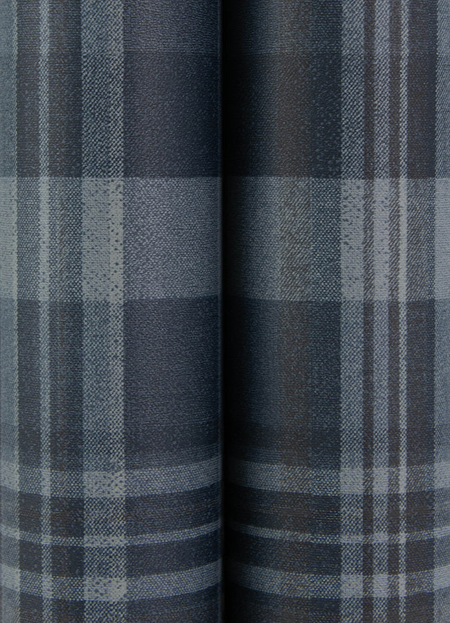 Dutton Plaid Indigo Wallpaper - Brewster Wallcovering