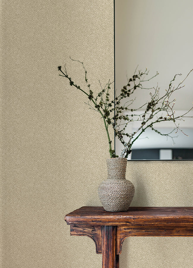 Woven Basket Khaki Wallpaper - Brewster Wallcovering