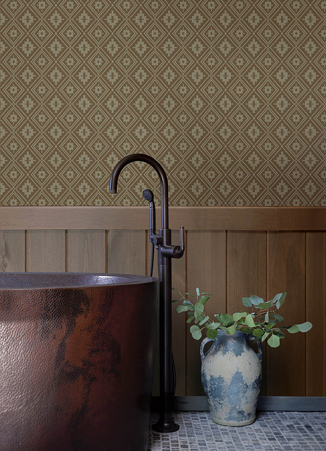 Camp Blanket Chestnut Wallpaper - Brewster Wallcovering