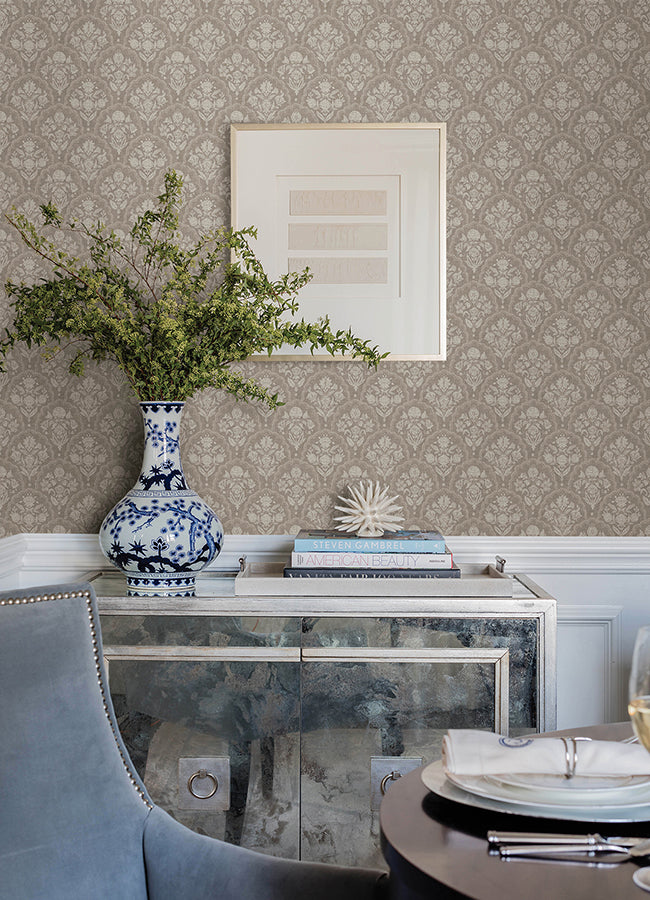 Frances Taupe Fishscale Wallpaper - Brewster Wallcovering