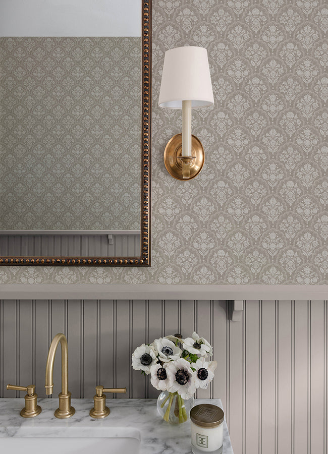 Frances Taupe Fishscale Wallpaper - Brewster Wallcovering