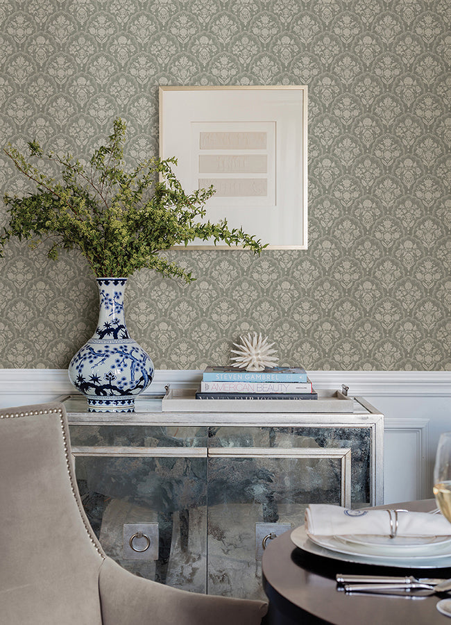 Frances Moss Fishscale Wallpaper - Brewster Wallcovering