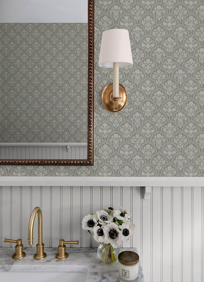 Frances Moss Fishscale Wallpaper - Brewster Wallcovering