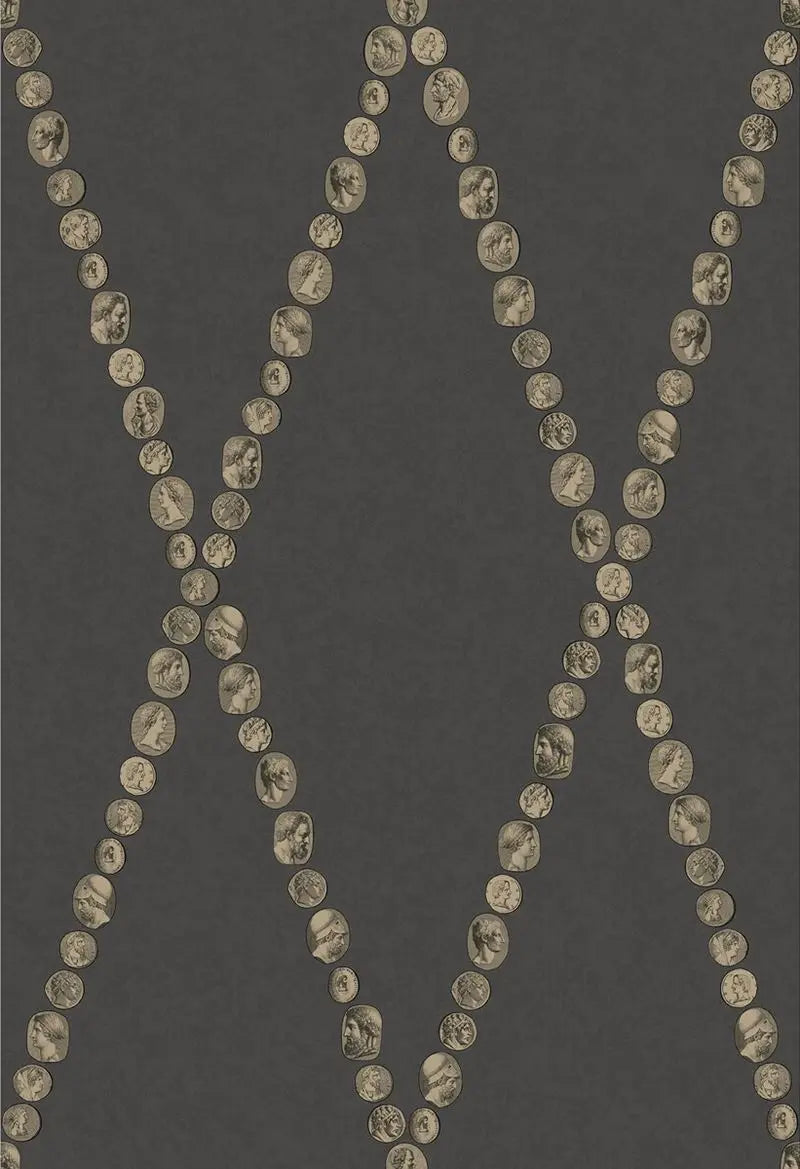 Cole & Son Wallpaper 123/4018.CS Cammei Gold On Charcoal