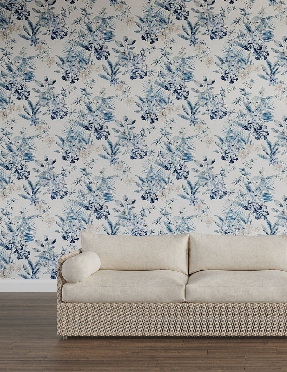 ALOHA-ORCHIDS-MALIBU-BLUE-ON-WHITE-DOVE-WOVEN-WALLS-PHILLIP-JEFFRIES-10555