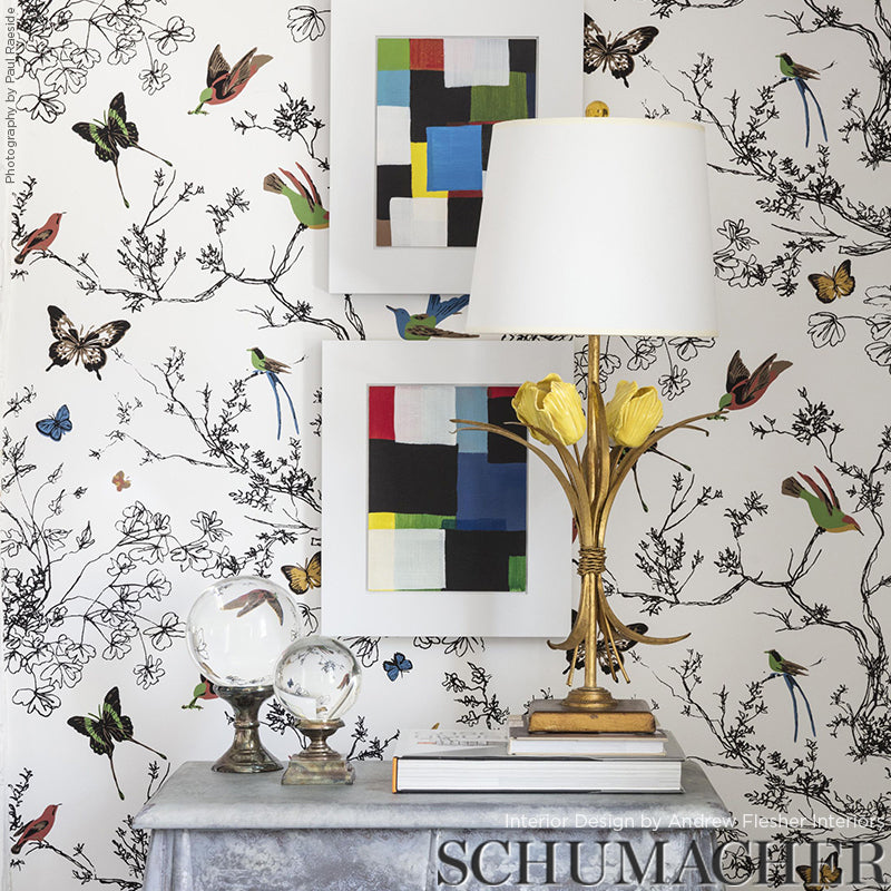 BIRDS-BUTTERFLIES-MULTI-ON-WHITE-SCHUMACHER-174760