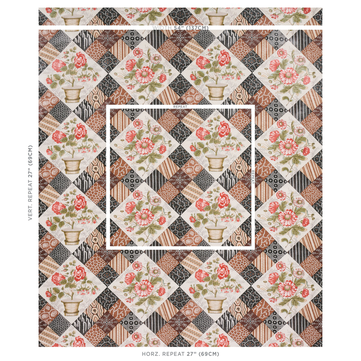 CALDWELL-PATCHWORK-CHINTZ-ROSE-AND-CHOCOLATE-SCHUMACHER-180122