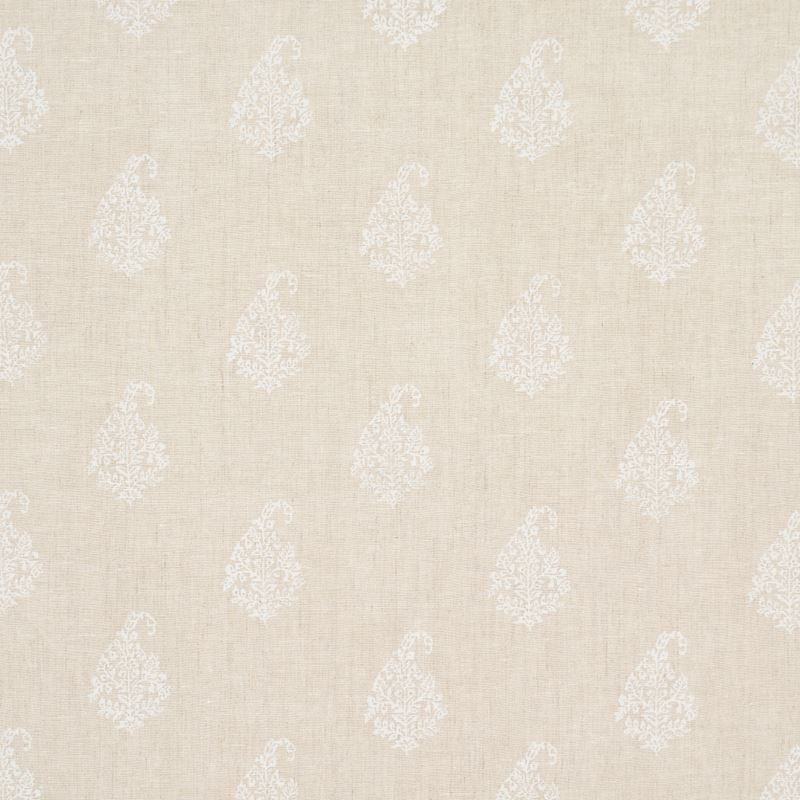 Schumacher Fabric 181350 Kerala Paisley White On Neutral