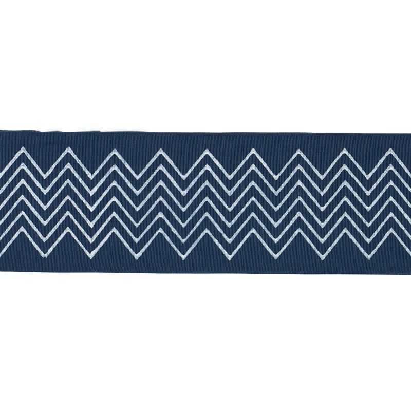 Schumacher Fabric Trim 181382 Leora Hand Blocked Tape Narrow Indigo