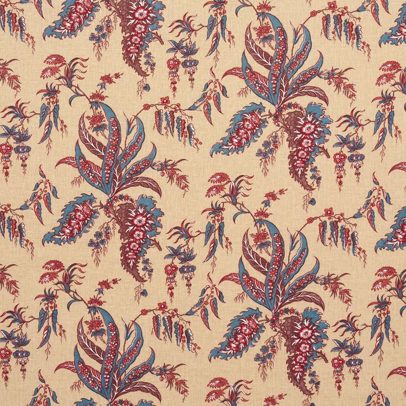 Schumacher Fabric 181730 Apolline Botanical Rouge & Bleu