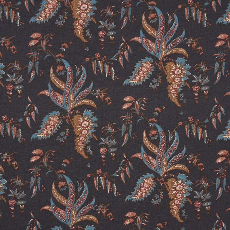 Schumacher Fabric 181732 Apolline Botanical Rouge & Noir