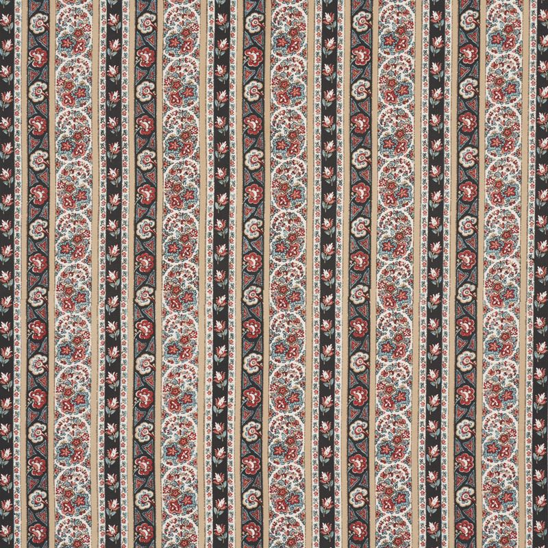 Schumacher Fabric 181750 Ines Paisley Rouge & Noir