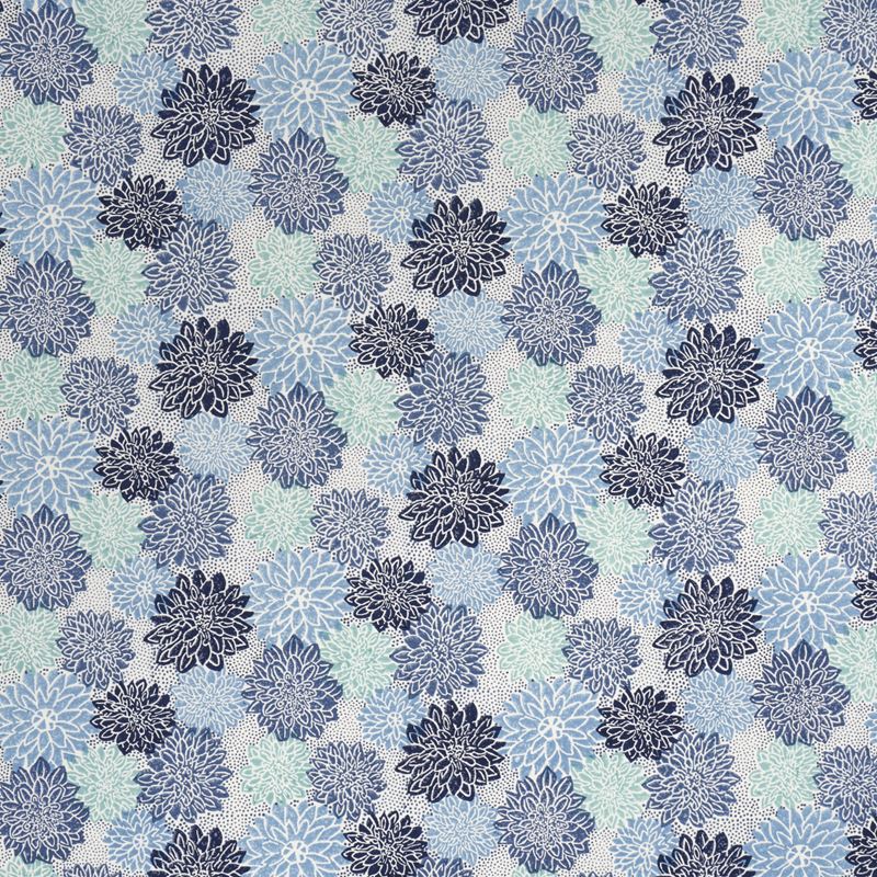 Schumacher Fabric 181800 Dahlia Hand Block Print Blues