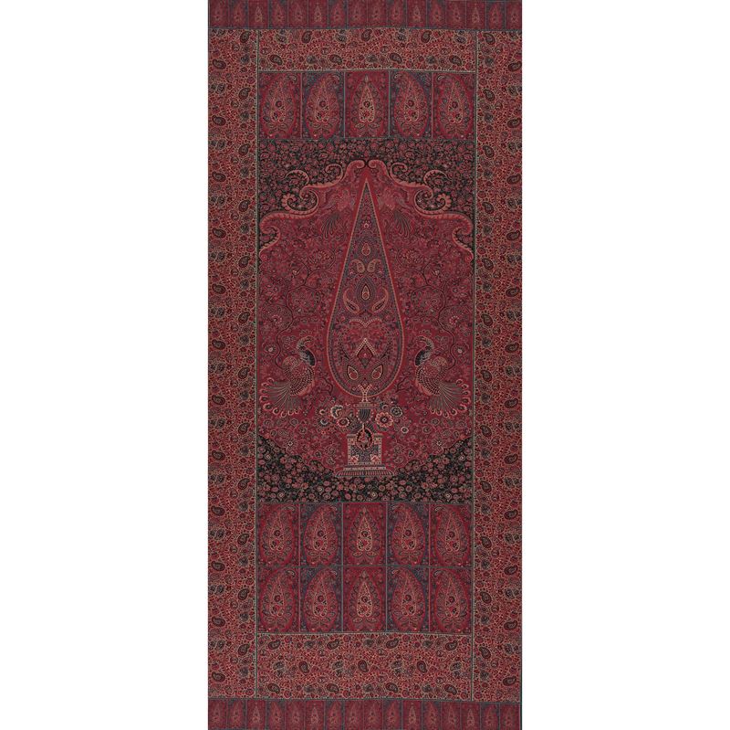 Schumacher Fabric 181822 Colmery Paisley Panel Rouge