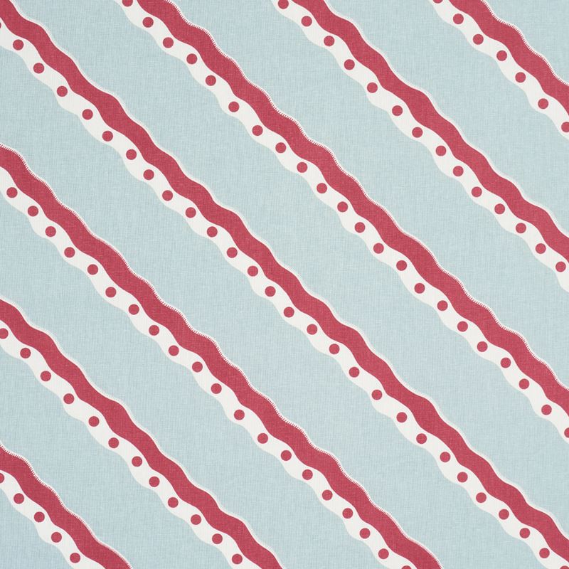 Schumacher Fabric 181911 Rousseau Stripe Rouge & Sky