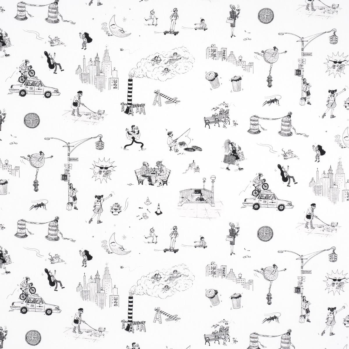 Schumacher Fabric 182331 Joana Avillez's Street Scenes Black & White - 